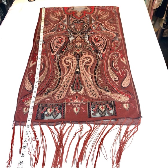 Rust Orange Black Burn Out Scarf - Picture 9 of 16